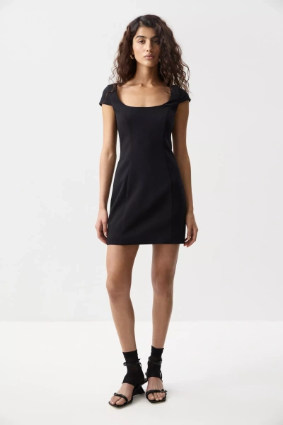 Платье мини с коротким рукавом (Черный) (S) 