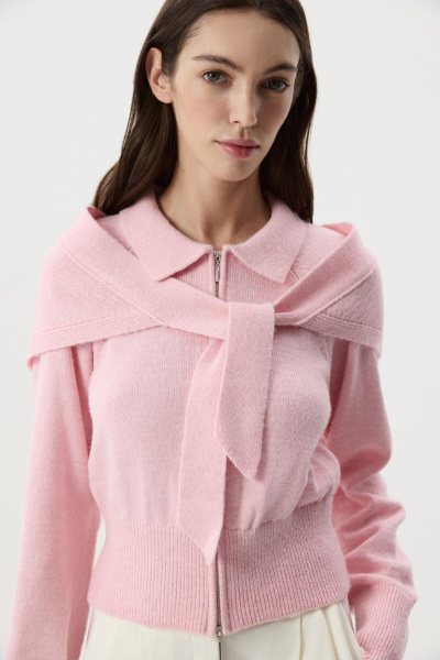 Кардиган на молнии  с шерстью альпаки  (Розовый) (M) 