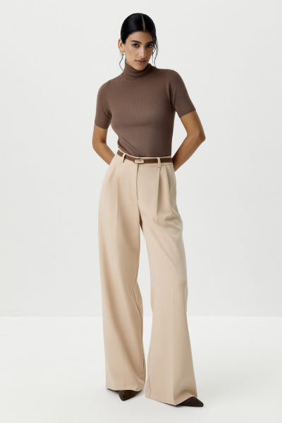 Футболка вязаная с воротником-стойкой (какао) (L) 