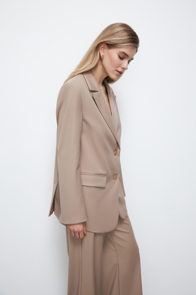 Пиджак свободного кроя из костюмной ткани (XS, бежевый)