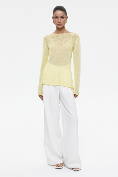 Джемпер ажурной вязки из хлопка (XS, лимонный)