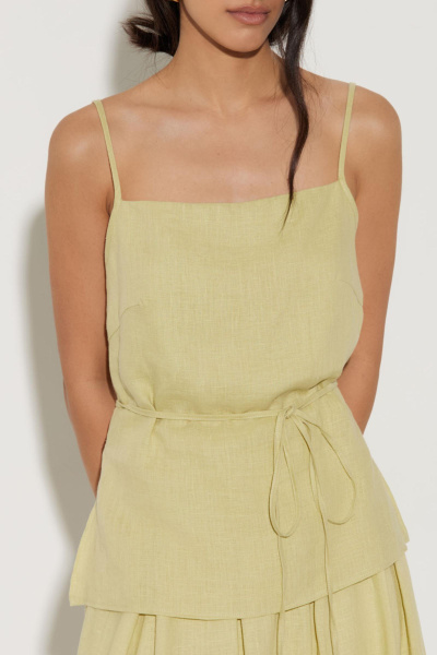 Топ на бретелях изо льна с тонким поясом (XS, яблочный)