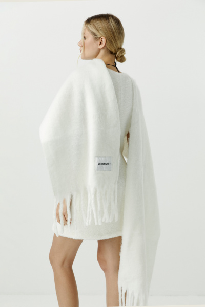 Шарф объемный с бахромой (молочный) (one size) 