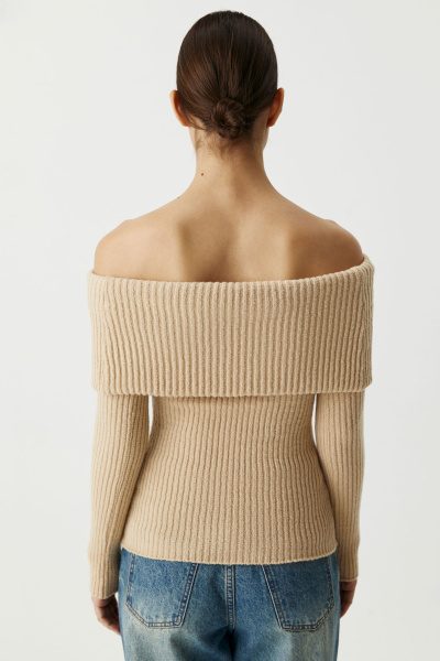 Джемпер с открытыми плечами (светло-бежевый) (S) 