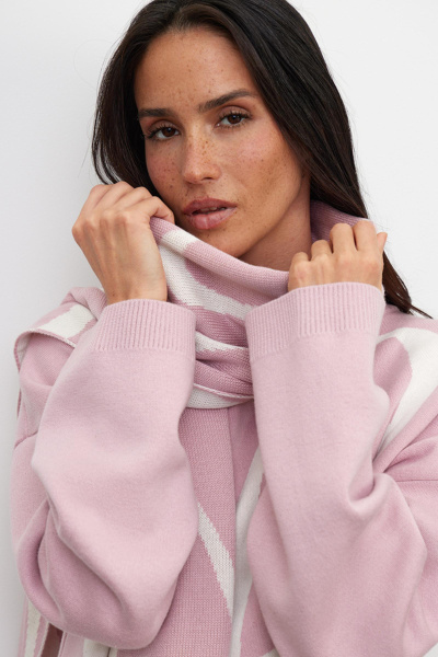 Шарф широкий из хлопка (one size, пепельно-розовый)