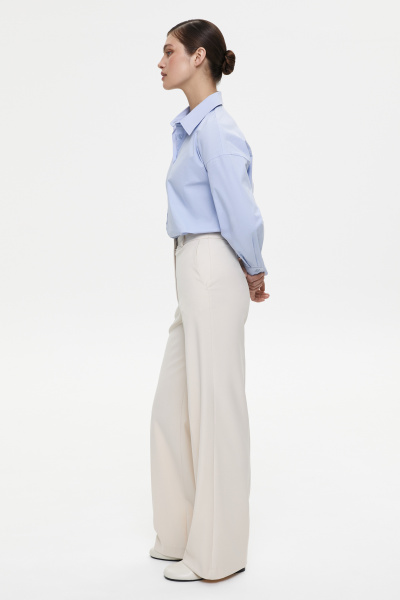 Брюки широкие со средней посадкой (L, светло-бежевый) 2870