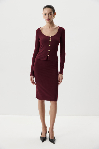 Лонгслив с декоративными пуговицами (Винный) (M) 