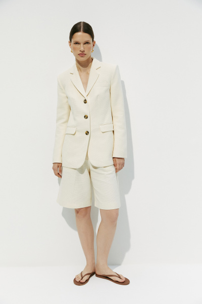 Пиджак из фактурной ткани (XS, бежевый)