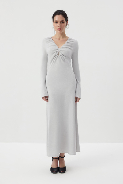 Платье макси с люрексом  (Серебряный) (M) 