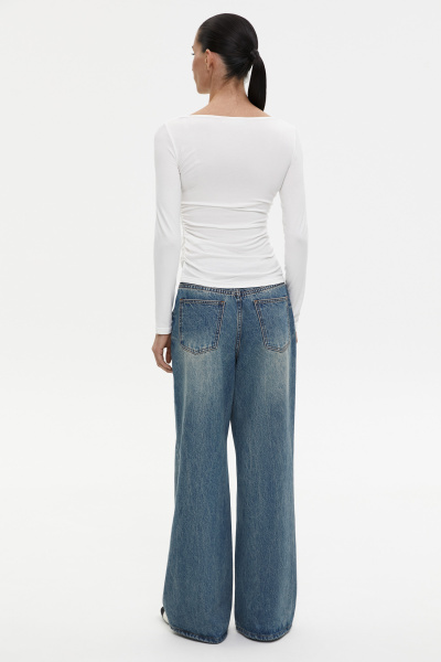 Лонгслив со сборкой из вискозы (молочный) (L) 