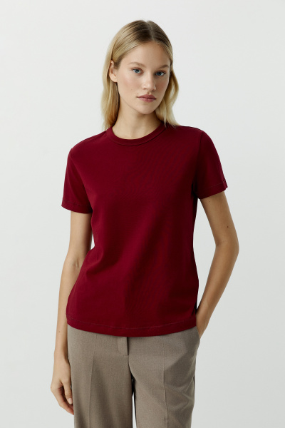 Футболка базовая из хлопка (бордовый) (L) 