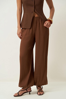Брюки шаровары изо льна (шоколадный)