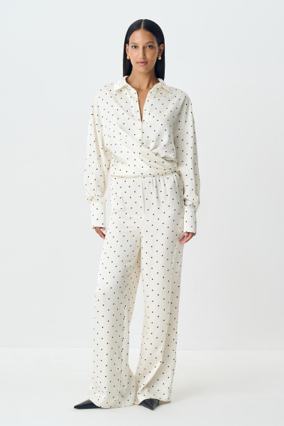 Брюки из сатина в горох (ванильный) (M) 