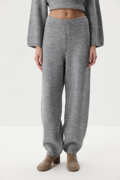 Брюки O-силуэта с шерстью (серый меланж) (one size) 