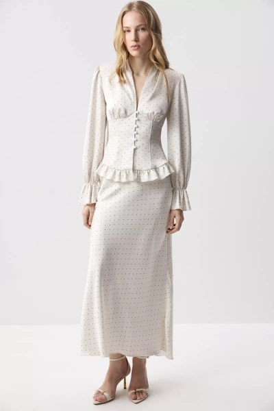 Юбка годе из сатина (Горох на молочном) (XS) 