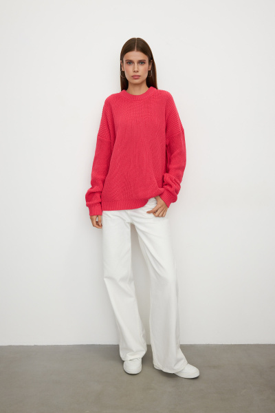 Свитер базовый из хлопка (one size, малиновый) 