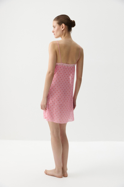 Платье-комбинация с принтом сердечки (Розовый) (M) 