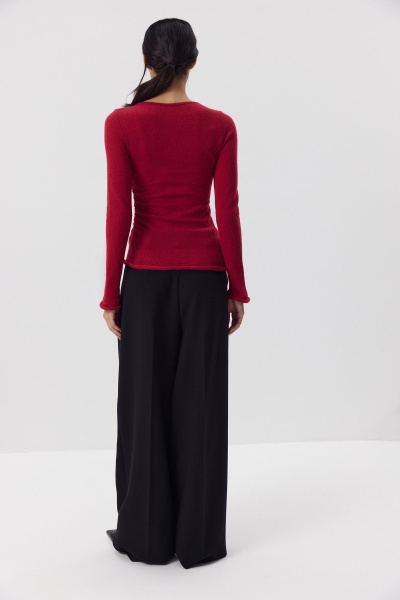 Лонгслив вязанный со сборкой (Винный) (M) 