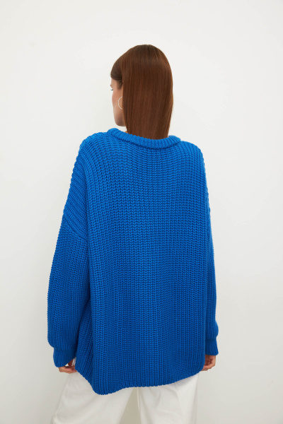 Свитер крупной вязки из хлопка (one size, электрик) 2213