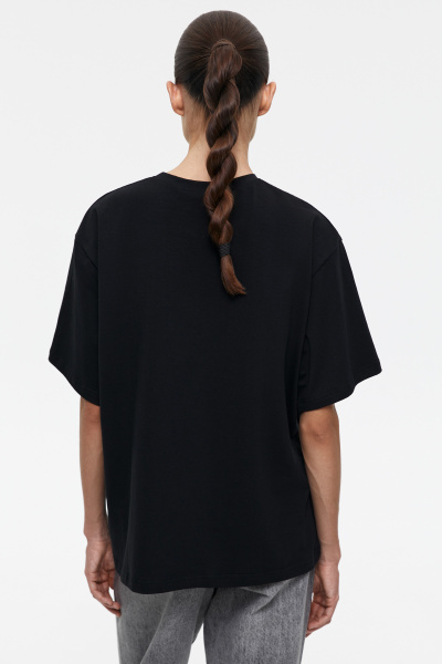 Футболка оверсайз со стразами Rose (M/L, черный) 2159