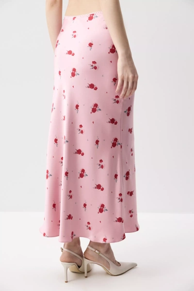 Юбка годе из сатина (Цветы на темно-розовом) (M) 