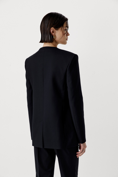 Пиджак прямой без лацканов (черный) (XS)
