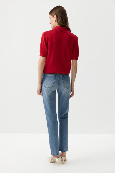 Футболка-поло вязаная (Красный) (M) 